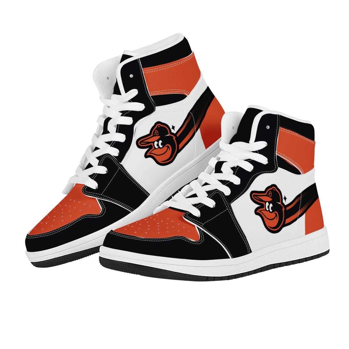 Women's Baltimore Orioles High Top Leather AJ1 Sneakers 003